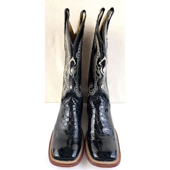 Ferrini Black Caiman Print Cowboy Boots Men’s 8 B Western main image 5